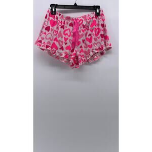 FASHION NOVA Women's Pink-White Heart Print Elastic-Waist Pajama Shorts SZ L